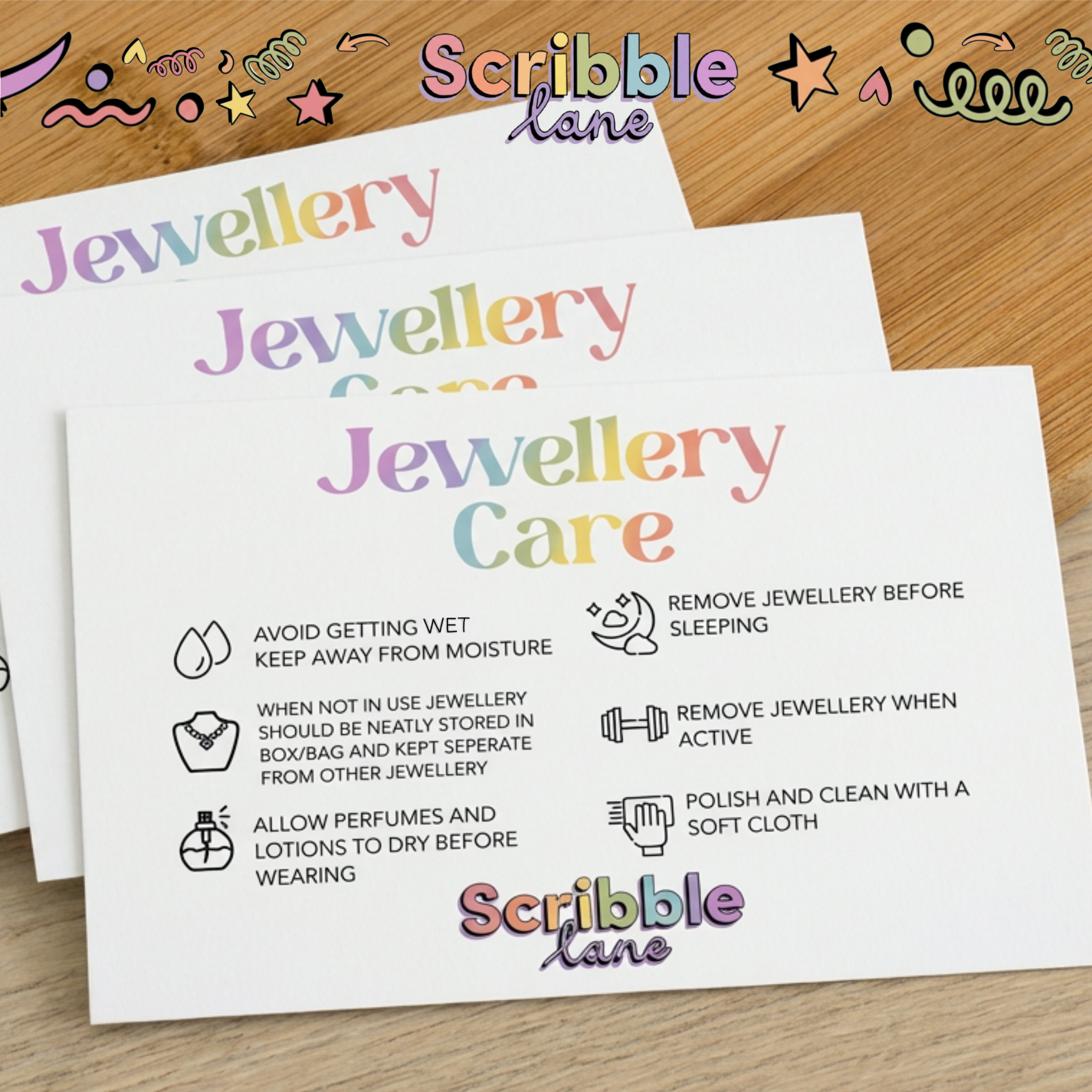 Jewellery Care cards
